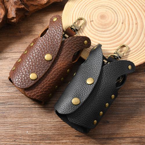 Cowhide Key Bag, with Iron & Tibetan Style, portable & vintage & Unisex, more colors for choice, 130x60mm, Sold By PC