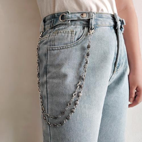 Tibetan Style Waist Chain, with Iron, plated, Double Layer & punk style & Unisex, silver color, Sold By PC
