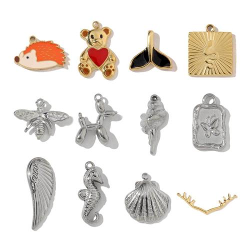 Stainless Steel Pendants, 304 Stainless Steel, with Titanium Steel, DIY & enamel & double-hole, more colors for choice, 3PCs/Bag, Sold By Bag