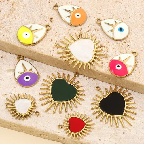 Stainless Steel Pendants, 304 Stainless Steel, gold color plated, DIY & enamel & with rhinestone, more colors for choice, 3PCs/Bag, Sold By Bag