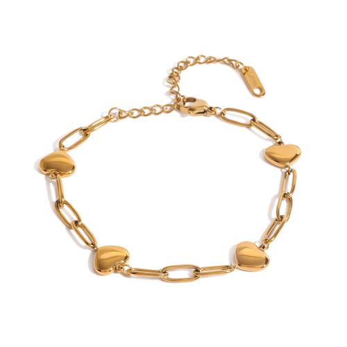 304 Stainless Steel Bracelet, plated, fashion jewelry & different styles for choice & for woman, golden, Sold By PC