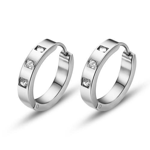 Stainless Steel Lever Back Earring, 304 Stainless Steel, plated, fashion jewelry & for woman & with rhinestone, more colors for choice, 20x4x20mm, Sold By Pair