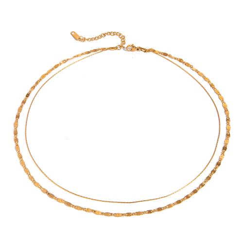 Multi Layer Necklace, 304 Stainless Steel, plated, Double Layer & fashion jewelry & for woman, golden, Sold By PC