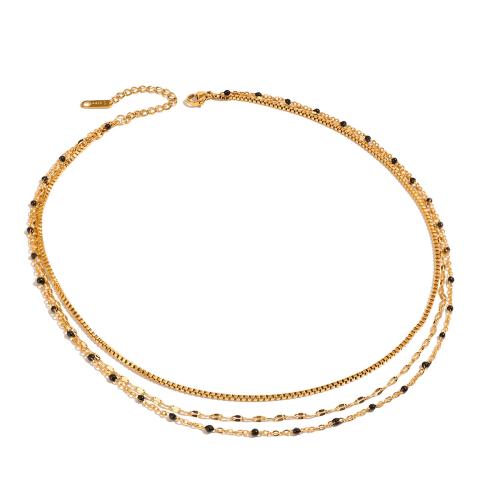 Multi Layer Necklace, 304 Stainless Steel, plated, three layers & different styles for choice & for woman, golden, Sold By PC