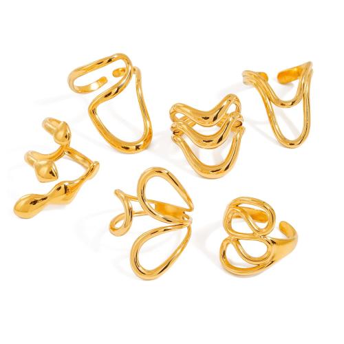 Stainless Steel Finger Ring, 304 Stainless Steel, plated, fashion jewelry & different styles for choice & for woman, golden, Sold By PC