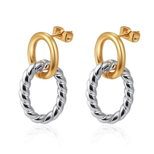 Stainless Steel Stud Earrings, 304 Stainless Steel, plated, different styles for choice & for woman & two tone, Sold By Pair