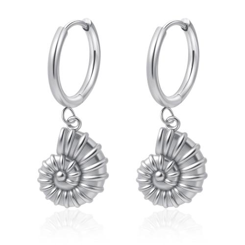 Stainless Steel Drop Earring, 304 Stainless Steel, Conch, plated, fashion jewelry & for woman, more colors for choice, 25x120mm, Sold By Pair