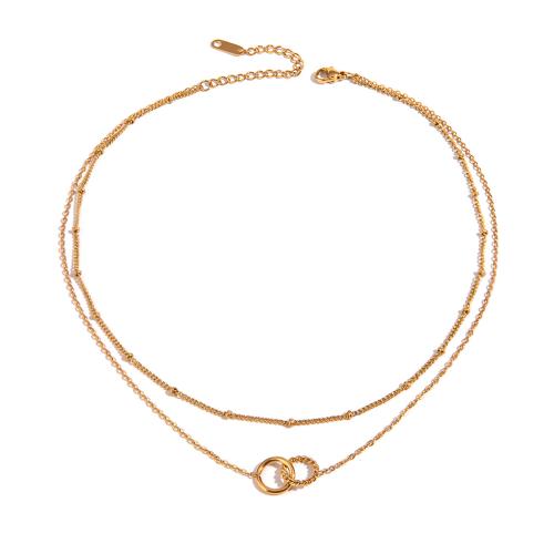 Multi Layer Necklace, 304 Stainless Steel, plated, Double Layer & fashion jewelry & for woman, golden, Sold By PC