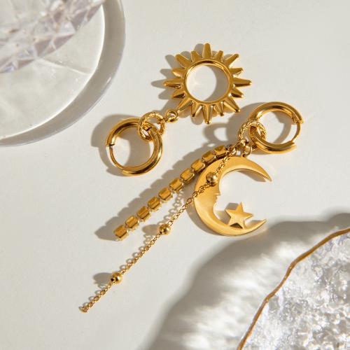 304 Stainless Steel Drop Earring, with Natural Stone, plated, fashion jewelry & different styles for choice & for woman, golden, Sold By Pair