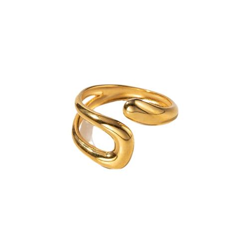 Stainless Steel Finger Ring, 304 Stainless Steel, plated, fashion jewelry & for woman & hollow, golden, Sold By PC