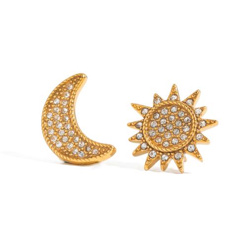 Austrian Crystal Earring, 304 Stainless Steel, plated, different styles for choice & for woman & with rhinestone, golden, Sold By Pair