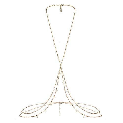 Body Chain Jewelry, 304 Stainless Steel, with Crystal, plated, fashion jewelry & for woman, more colors for choice, Sold By PC