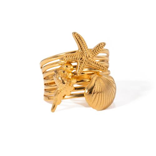 Stainless Steel Finger Ring, 304 Stainless Steel, 18K gold plated, fashion jewelry & for woman & hollow, Sold By PC