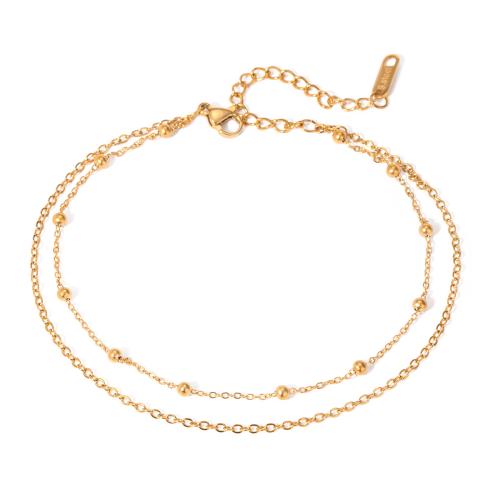 Stainless Steel Anklet, 304 Stainless Steel, 18K gold plated, Double Layer & fashion jewelry & for woman, Sold By PC