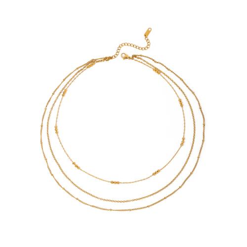 Stainless Steel Jewelry Necklace, 304 Stainless Steel, 18K gold plated, three layers & fashion jewelry & for woman, Sold By PC