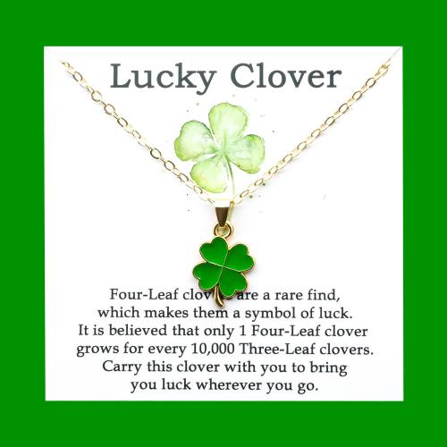 Tibetan Style Jewelry Necklace, Four Leaf Clover, fashion jewelry & for woman & enamel & with rhinestone, more colors for choice, Sold By PC