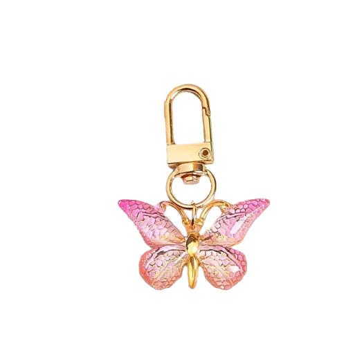 Tibetan Style Key Clasp, with Acrylic, Butterfly, for woman, more colors for choice, Sold By PC