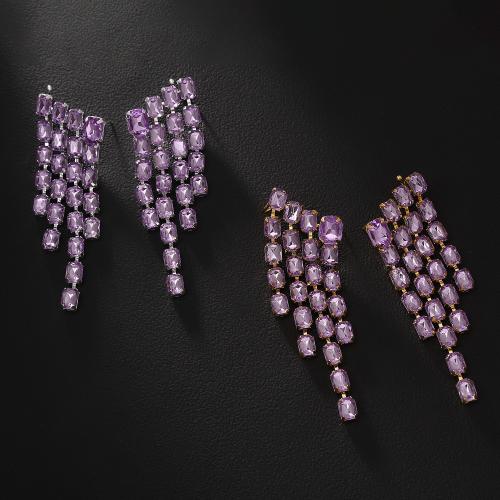 Brass Drop Earring, Copper Alloy, Butterfly, plated, fashion jewelry & for woman & with rhinestone, more colors for choice, Sold By Pair
