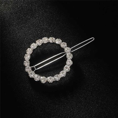 Hair Slide, Copper Alloy, plated, fashion jewelry & for woman & with rhinestone, more colors for choice, Sold By Pair