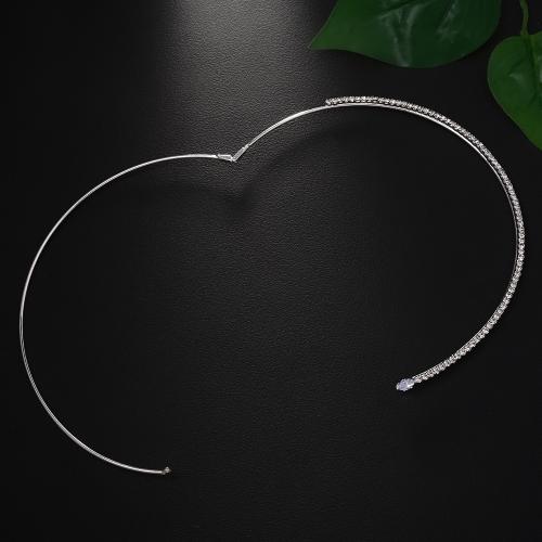 Collar Necklace, Copper Alloy, fashion jewelry & for woman & with rhinestone, more colors for choice, Sold By PC