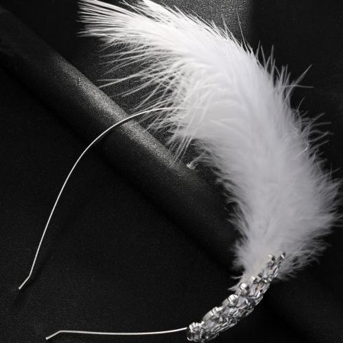 Hair Bands, Copper Alloy, with Fiber, fashion jewelry & for woman & with rhinestone, silver color, Sold By PC