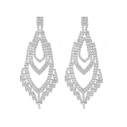 Boucles d'oreilles pendantes en laiton, bijoux de mode & pour femme & avec strass, plus de couleurs à choisir, Vendu par paire
