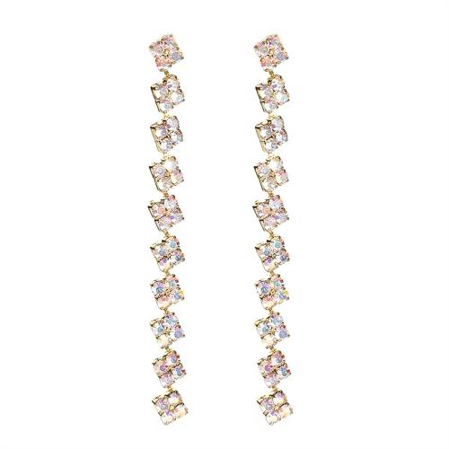 Boucles d'oreilles pendantes en laiton, bijoux de mode & pour femme & avec strass, plus de couleurs à choisir, Vendu par paire