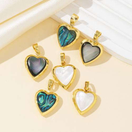 Colgantes de Nácar, metal, con Nácar, Corazón, chapado, Bricolaje, más colores para la opción, libre de níquel, plomo & cadmio, Vendido por UD