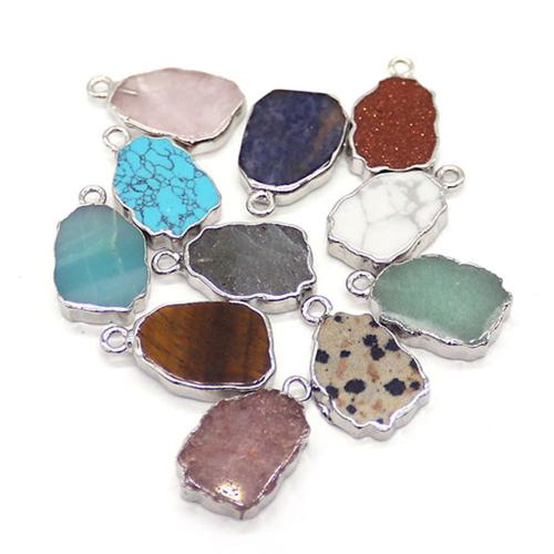Gemstone Pendants Jewelry, with 304 Stainless Steel, irregular, plated, DIY, more colors for choice, 13x21mm, Sold By PC