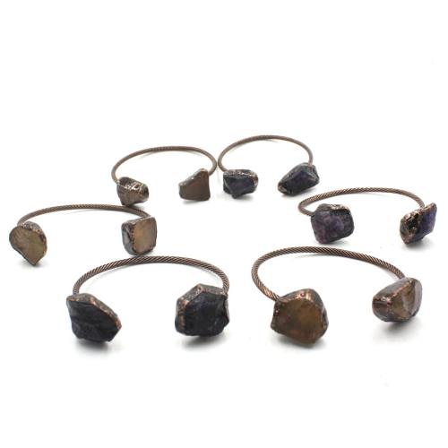 Tibetan Style Bangle, with Gemstone, plated, fashion jewelry, more colors for choice, 65mm, Sold By PC