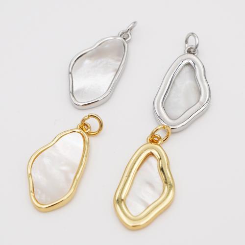 Brass Jewelry Pendants, with Shell, plated, DIY, more colors for choice, nickel, lead & cadmium free, 22x13mm, Sold By PC