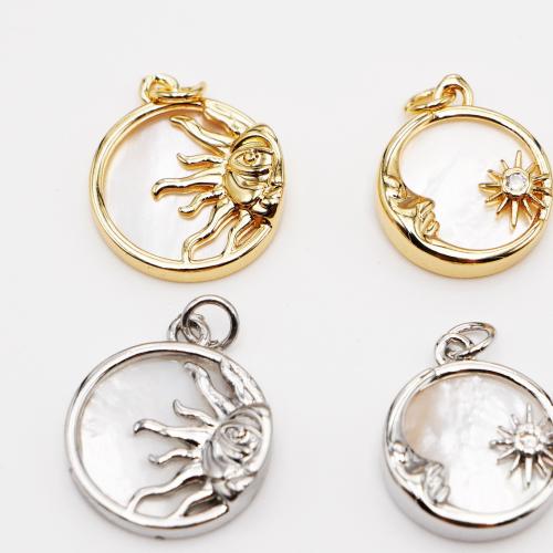 Cubic Zirconia Micro Pave Brass Pendant, Round, plated, DIY & micro pave cubic zirconia, more colors for choice, nickel, lead & cadmium free, Sold By PC