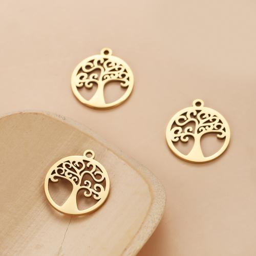Stainless Steel Pendants, 304 Stainless Steel, Tree, gold color plated, DIY, golden, 10PCs/Bag, Sold By Bag