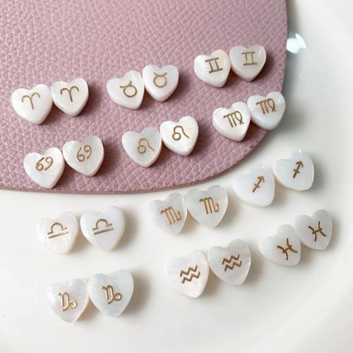 Natural Freshwater Shell Beads, 12 Signs of the Zodiac, epoxy gel, 12 pieces & DIY & different styles for choice, 8mm, Sold By Set