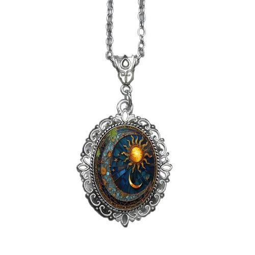 Collier de bijoux en alliage de zinc, avec verre, Placage, Vintage & bijoux de mode, couleurs mélangées, Vendu par PC