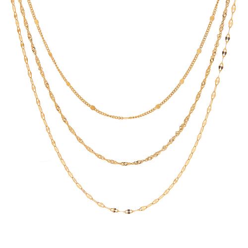 Multi Layer Necklace, 304 Stainless Steel, 18K gold plated, three layers & fashion jewelry & for woman, Sold By PC