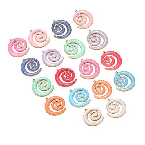 Stainless Steel Pendants, 304 Stainless Steel, Helix, gold color plated, DIY & enamel & hollow, more colors for choice, 10PCs/Bag, Sold By Bag