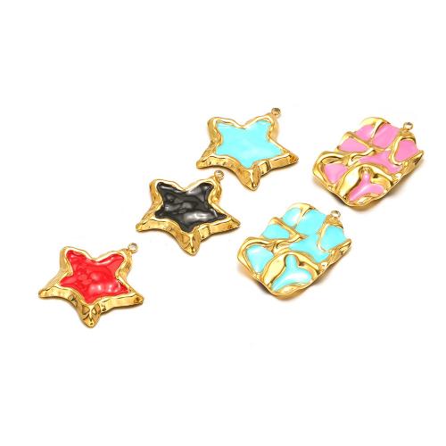 Stainless Steel Pendants, 304 Stainless Steel, gold color plated, DIY & different styles for choice & enamel, more colors for choice, 10PCs/Bag, Sold By Bag