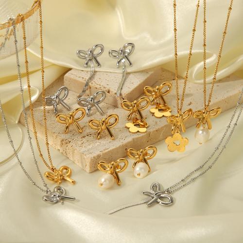 Fashion Stainless Steel Jewelry Sets, 304 Stainless Steel, Bowknot, plated, fashion jewelry & different styles for choice & for woman, more colors for choice, Sold By PC
