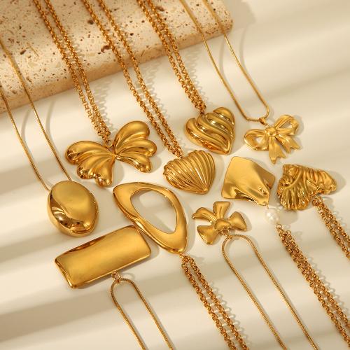Stainless Steel Jewelry Necklace, 304 Stainless Steel, plated, fashion jewelry & different styles for choice & for woman, golden, Sold By PC