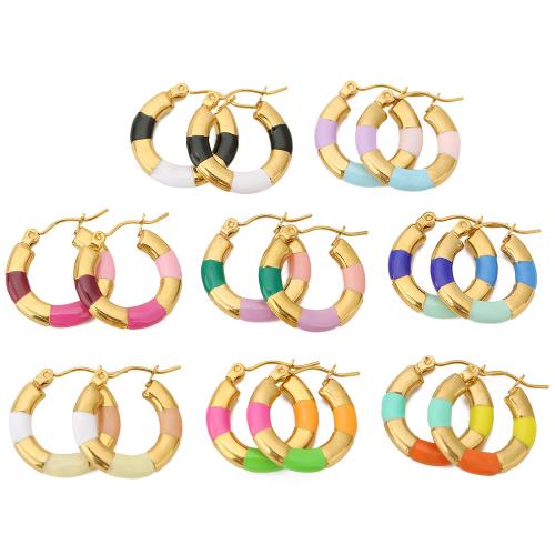Edelstahl-Hebel zurück-Ohrring, 304 Edelstahl, goldfarben plattiert, Modeschmuck & für Frau & Emaille, keine, verkauft von Paar