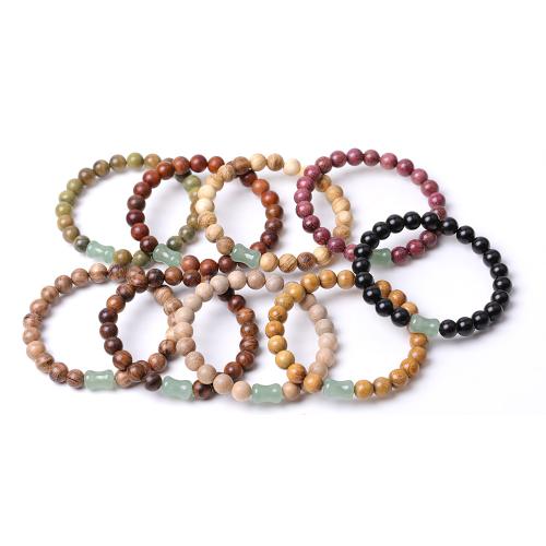 Green Aventurine Bracelet, with Elastic Thread & Wood, handmade, fashion jewelry & different materials for choice & Unisex, Sold By PC