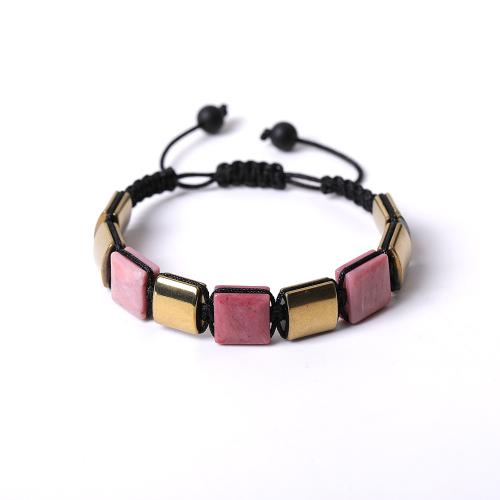 Gemstone Bracelets, with Knot Cord & Hematite, handmade, fashion jewelry & different materials for choice & Unisex, Sold By PC