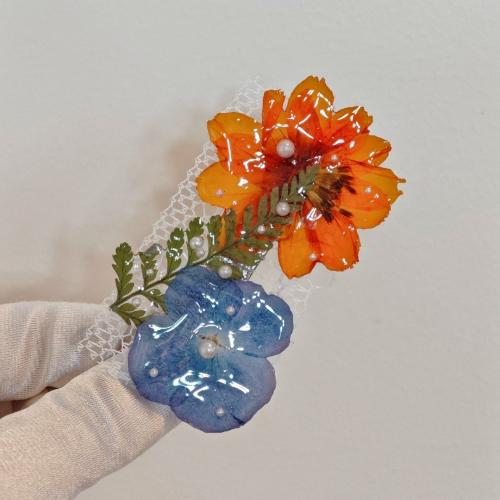 Plastic Pearl Brooch, Tibetan Style, with ABS Plastic Pearl & Dried Flower, fashion jewelry & for woman & epoxy gel, Sold By PC