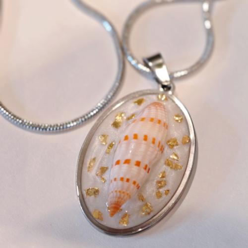 Shell Necklaces, Stainless Steel, with Shell, fashion jewelry & for woman & epoxy gel, Sold By PC