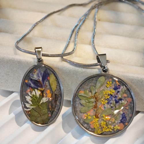 Pressed Dried Flower Jewelry , Stainless Steel, with Dried Flower, fashion jewelry & different styles for choice & for woman & epoxy gel, Sold By PC
