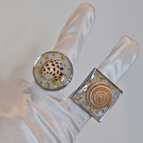 Shell Finger Rings, Stainless Steel, with Shell, fashion jewelry & for woman & epoxy gel, Sold By PC