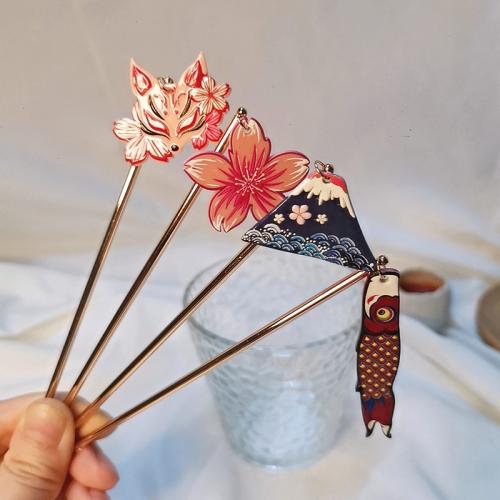 Hair Stick, Brass, with Resin, fashion jewelry & different styles for choice & for woman, Hairpin: 150mm, Sold By PC