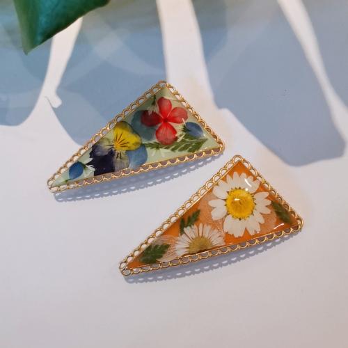 Hair Snap Clips, Tibetan Style, with Dried Flower, fashion jewelry & for woman & epoxy gel, more colors for choice, Bottom spring clip: 5cm, Sold By PC