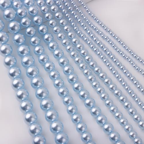 South Sea Shell Beads, Shell Pearl, Round, stoving varnish, DIY, blue, nickel, lead & cadmium free, Length:40 cm, Sold By PC